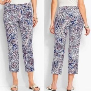 Talbots The Perfect Crop Red White Blue Stretch Ankle Dress Pants Women's size 8